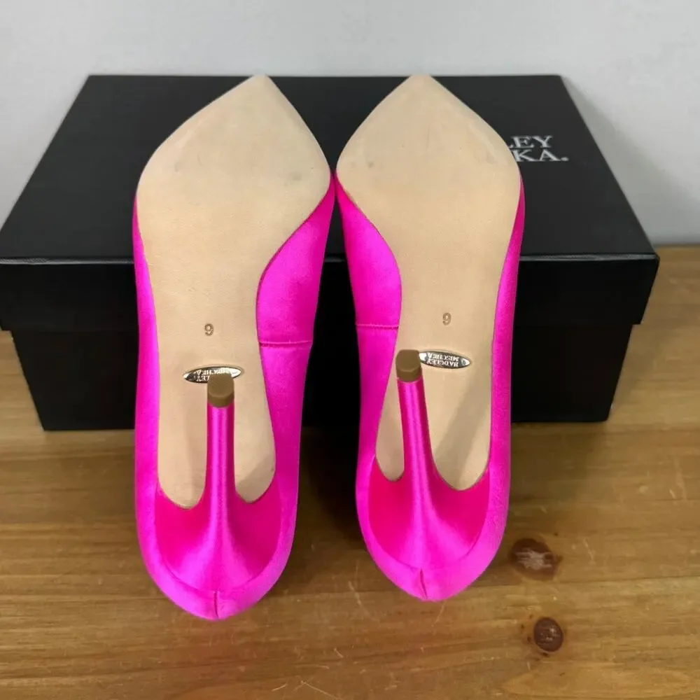New Badgley Mischka Cher Pump in Hot Pink Satin Women's Size 6